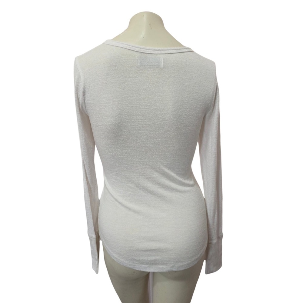Abercrombie & Fitch Soft A&F Cozy Henley Shirt White Long Sleeve Top Small - Picture 5 of 6